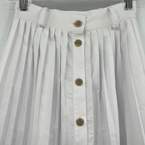 SKILLS‎ & GENES White Poplin Pleated Midi Skirt Italian Size 38 U.S. Women’s 2 - Picture 2 of 9